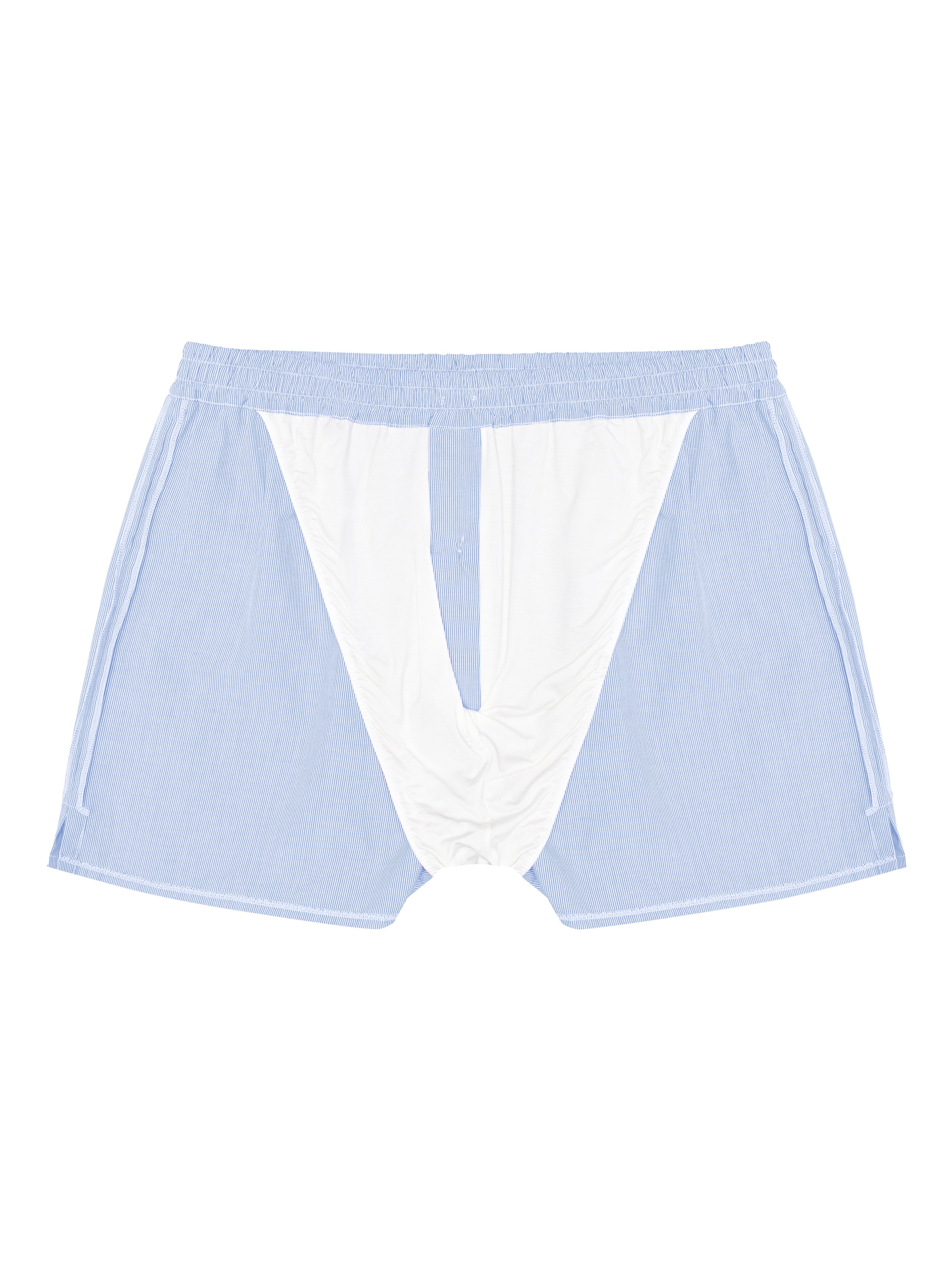 Men's Cotton Poplin Hold-Up Boxers Handcrafted in Italy — Light Blue