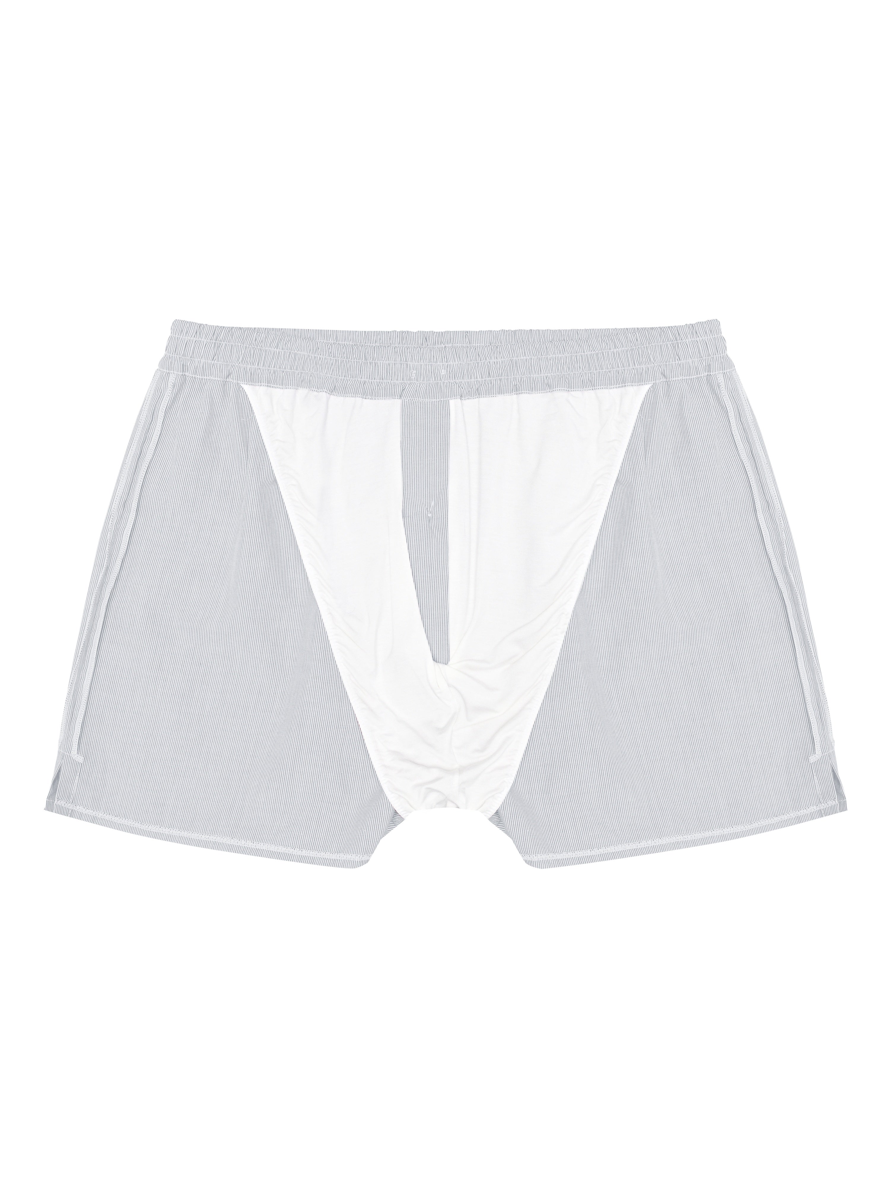 Men's Cotton Poplin Hold-Up Boxers Handcrafted in Italy — Light Grey