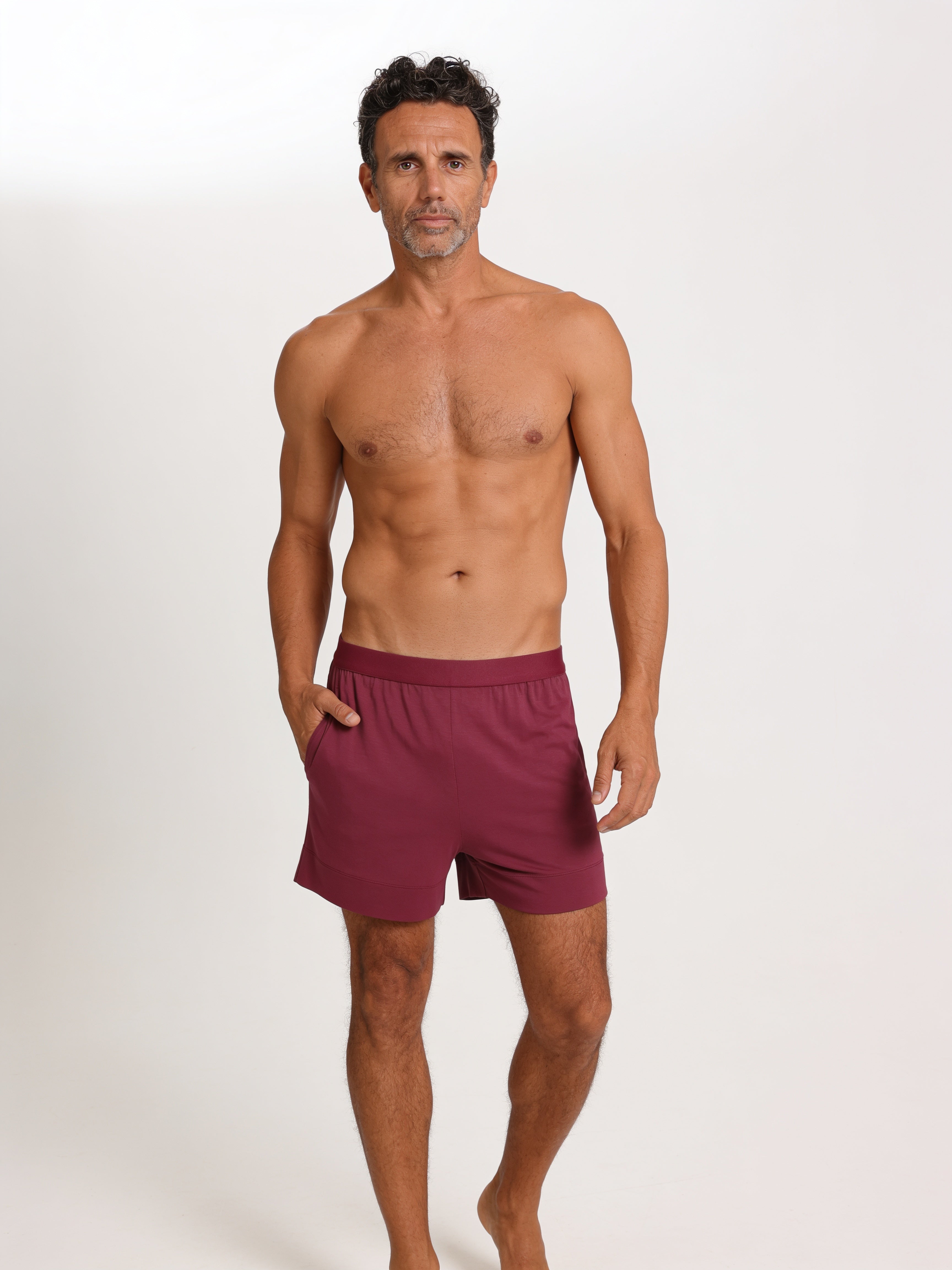 Men's Bamboo Short Pants Handcrafted in Italy — Burgundy