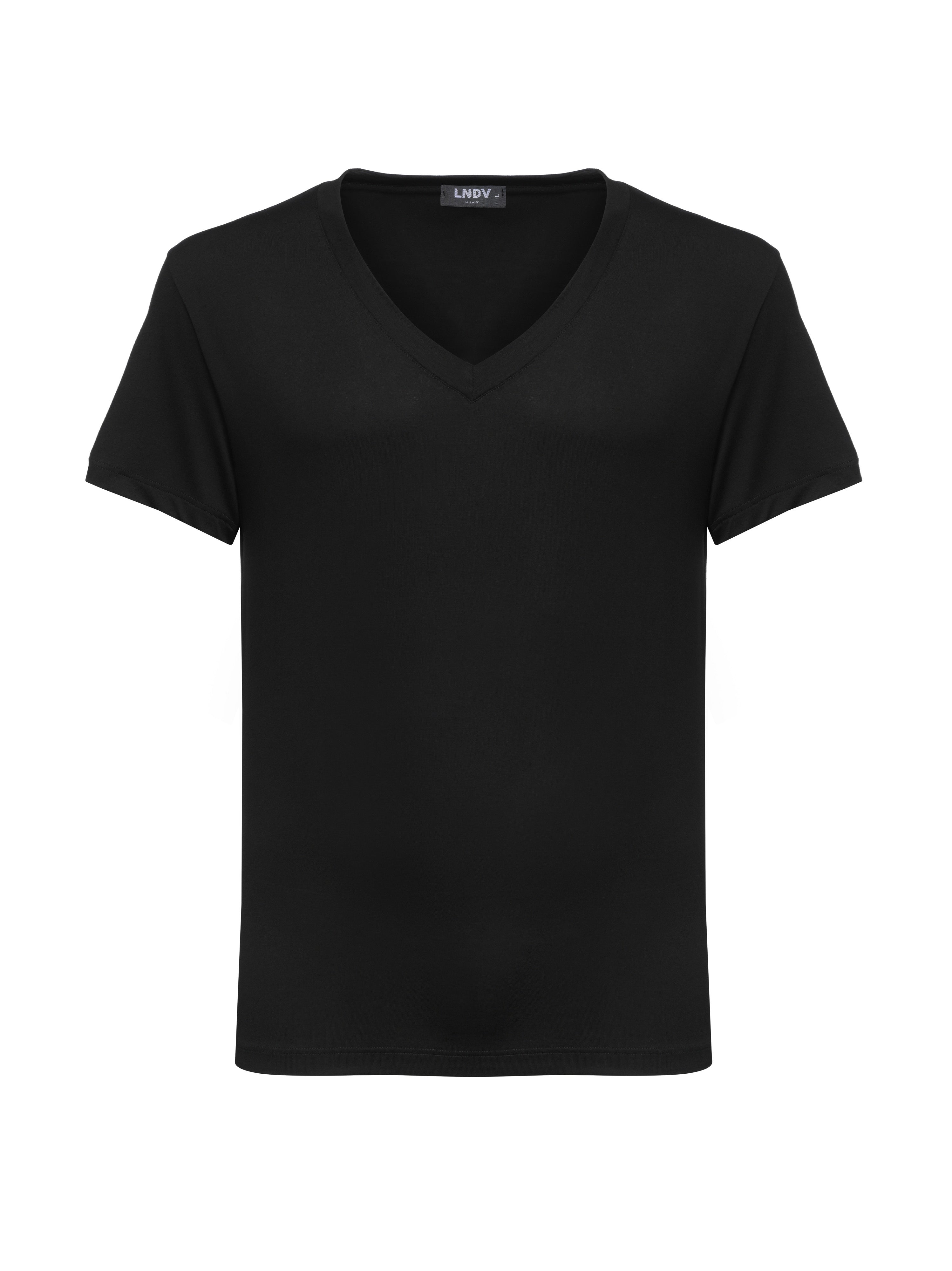 Men's Bamboo V-Neck T-Shirt Handcrafted in Italy — Black