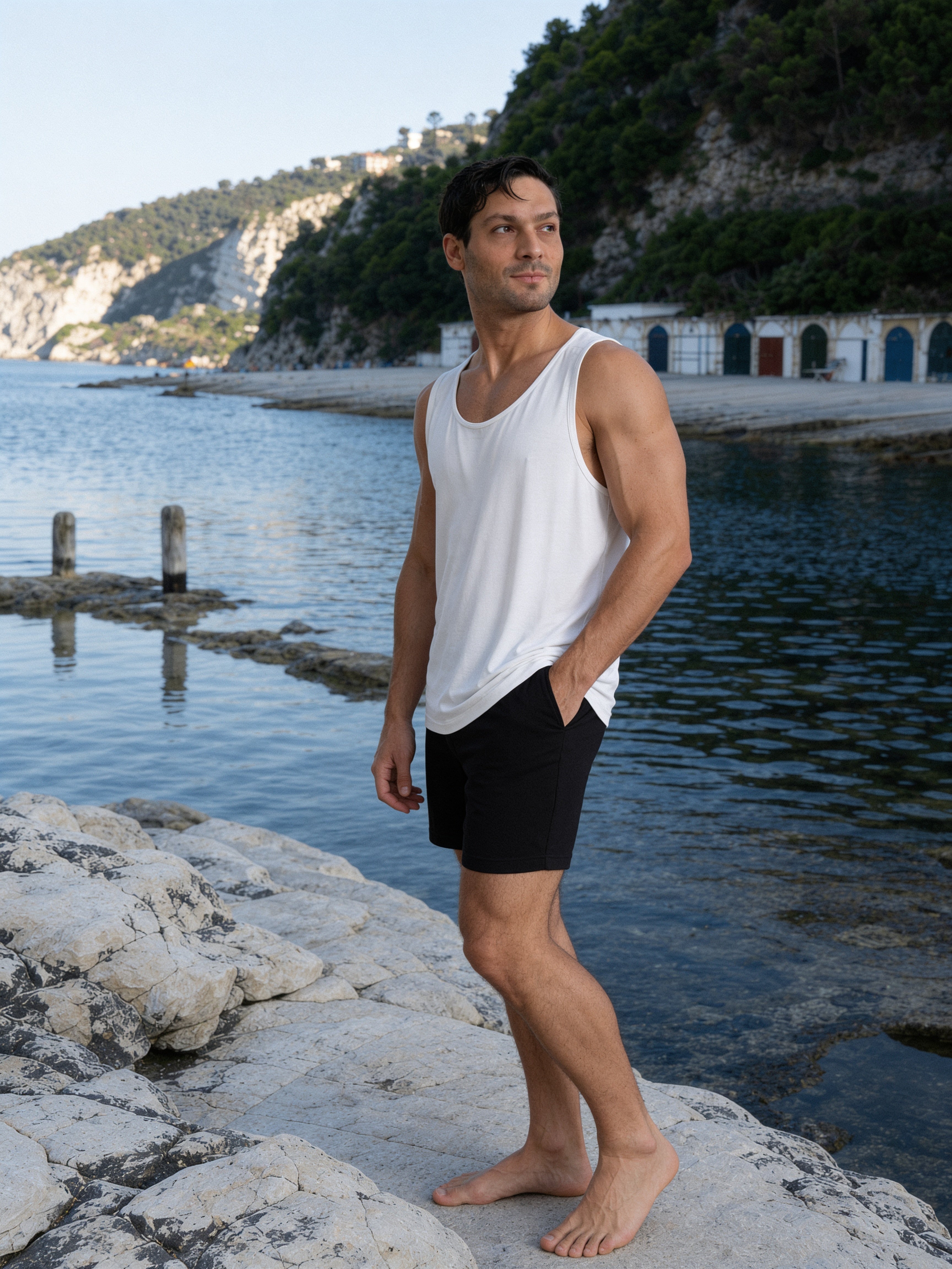 Tank Top Uomo in Bambù Fatto a Mano in Italia — Bianco