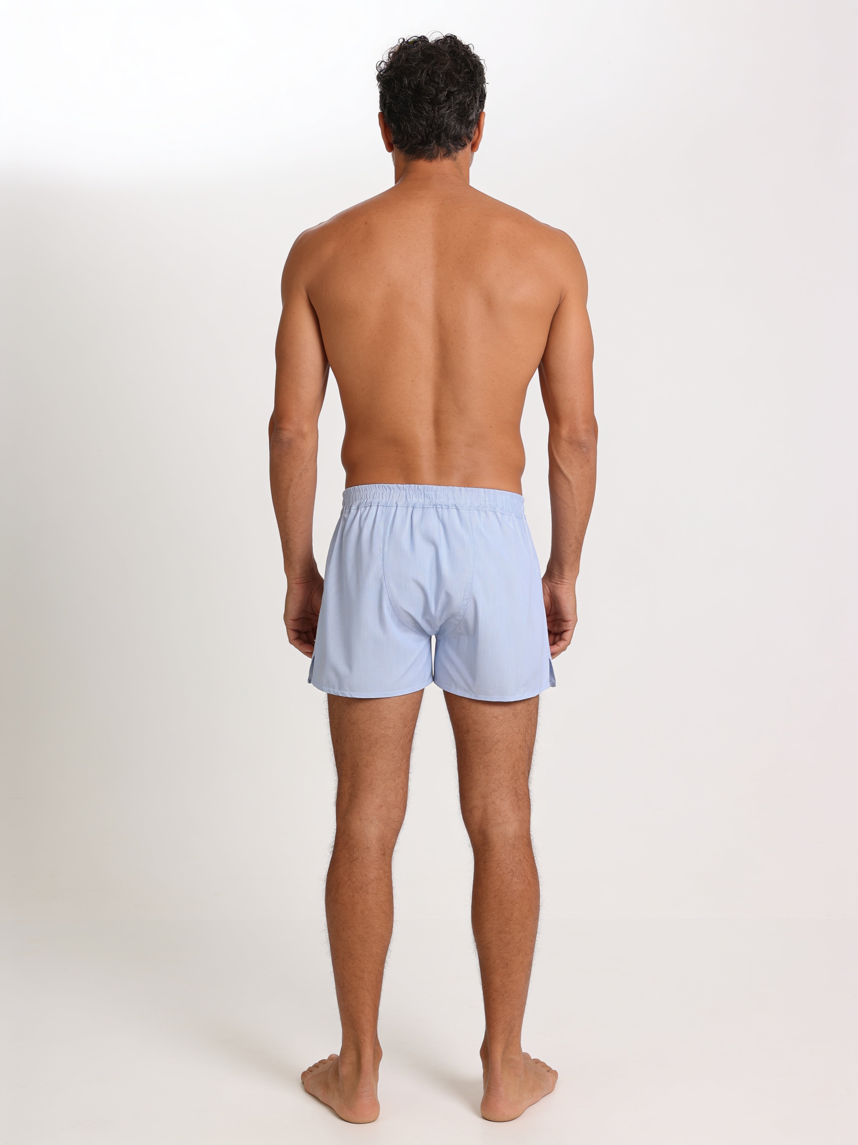 Men's Cotton Poplin Hold-Up Boxers Handcrafted in Italy — Light Blue