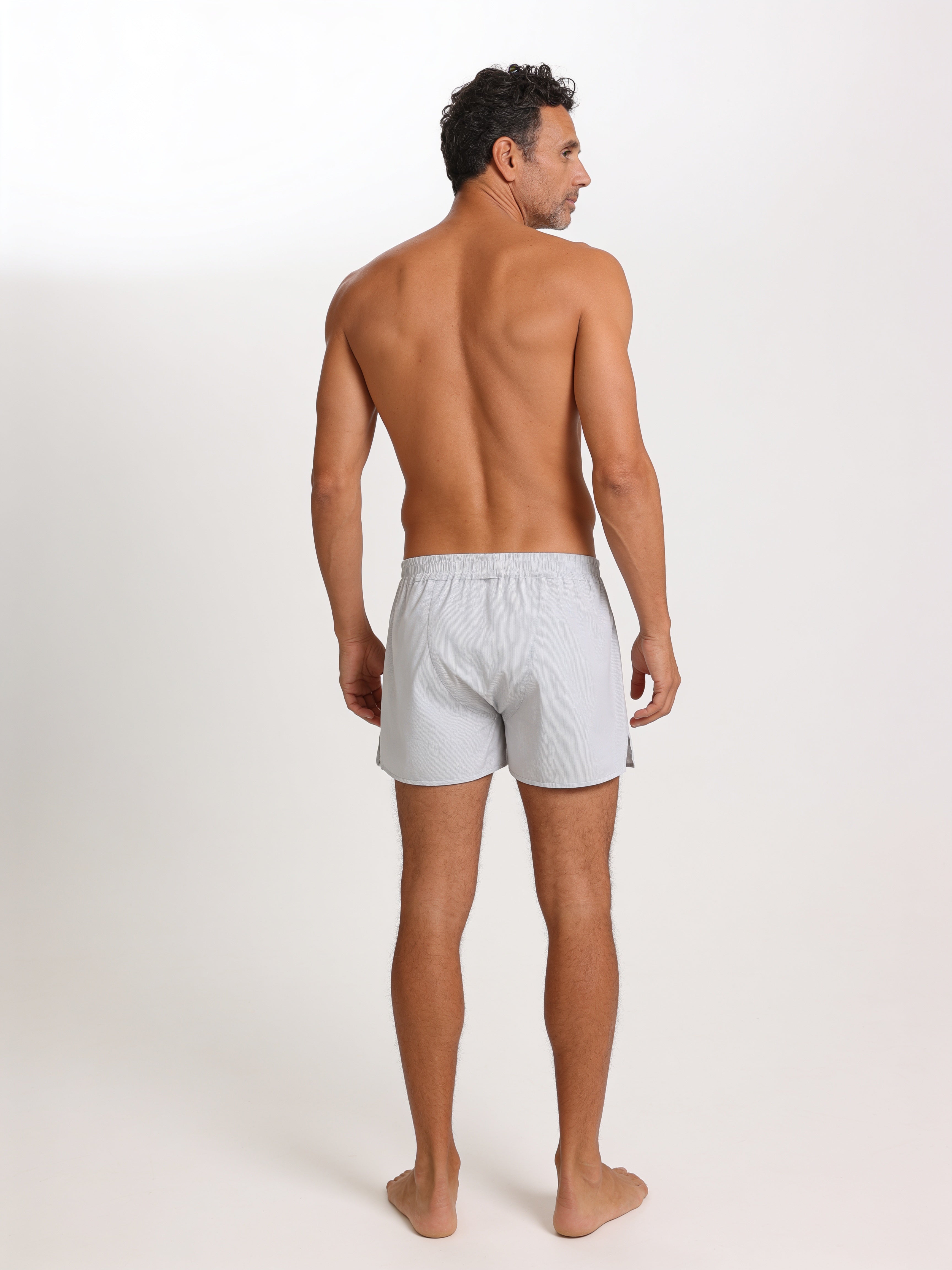 Men's Cotton Poplin Hold-Up Boxers Handcrafted in Italy — Light Grey