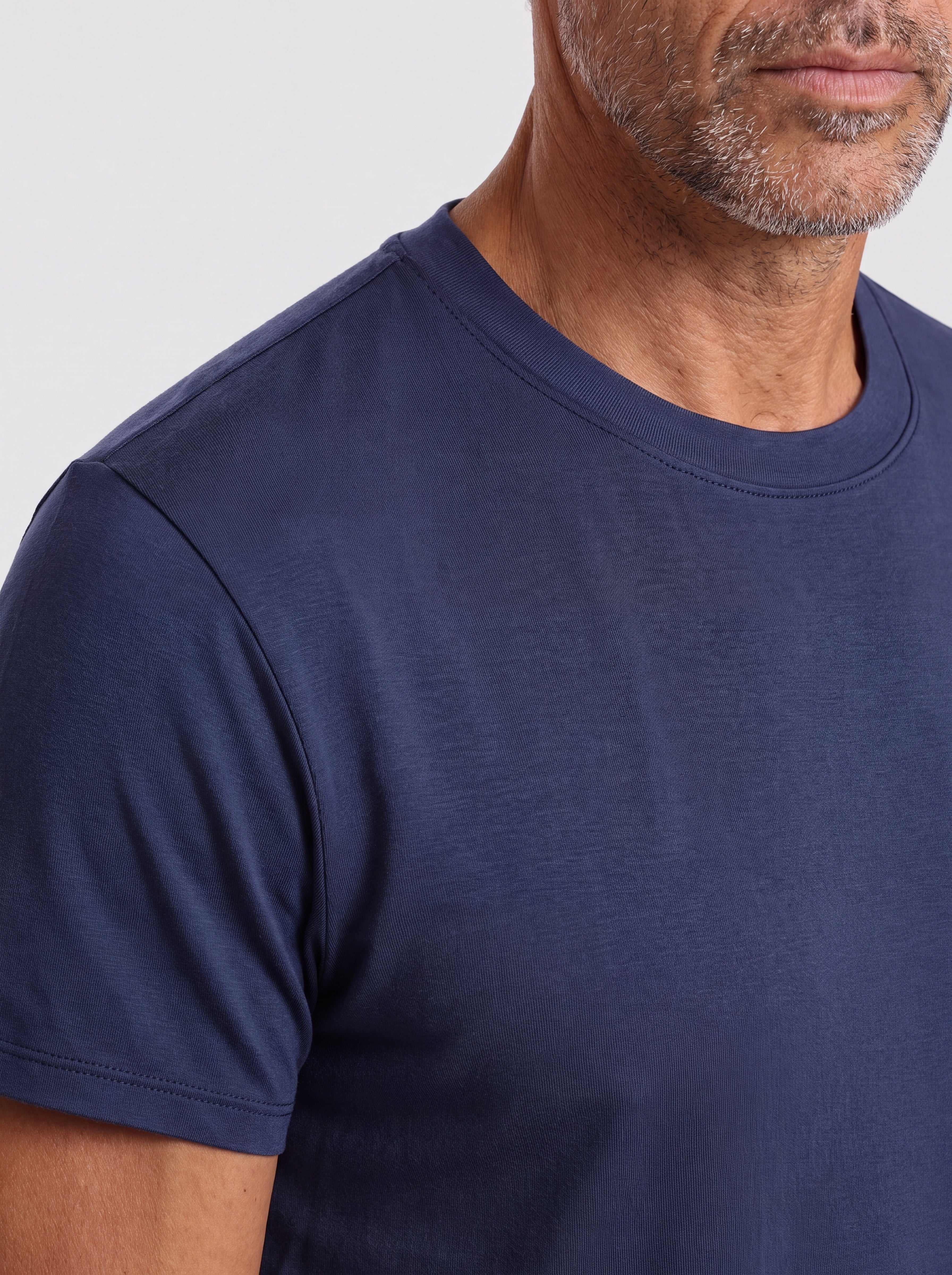 Men's Bamboo Crew Neck T-Shirt Handcrafted in Italy — Navy Blue