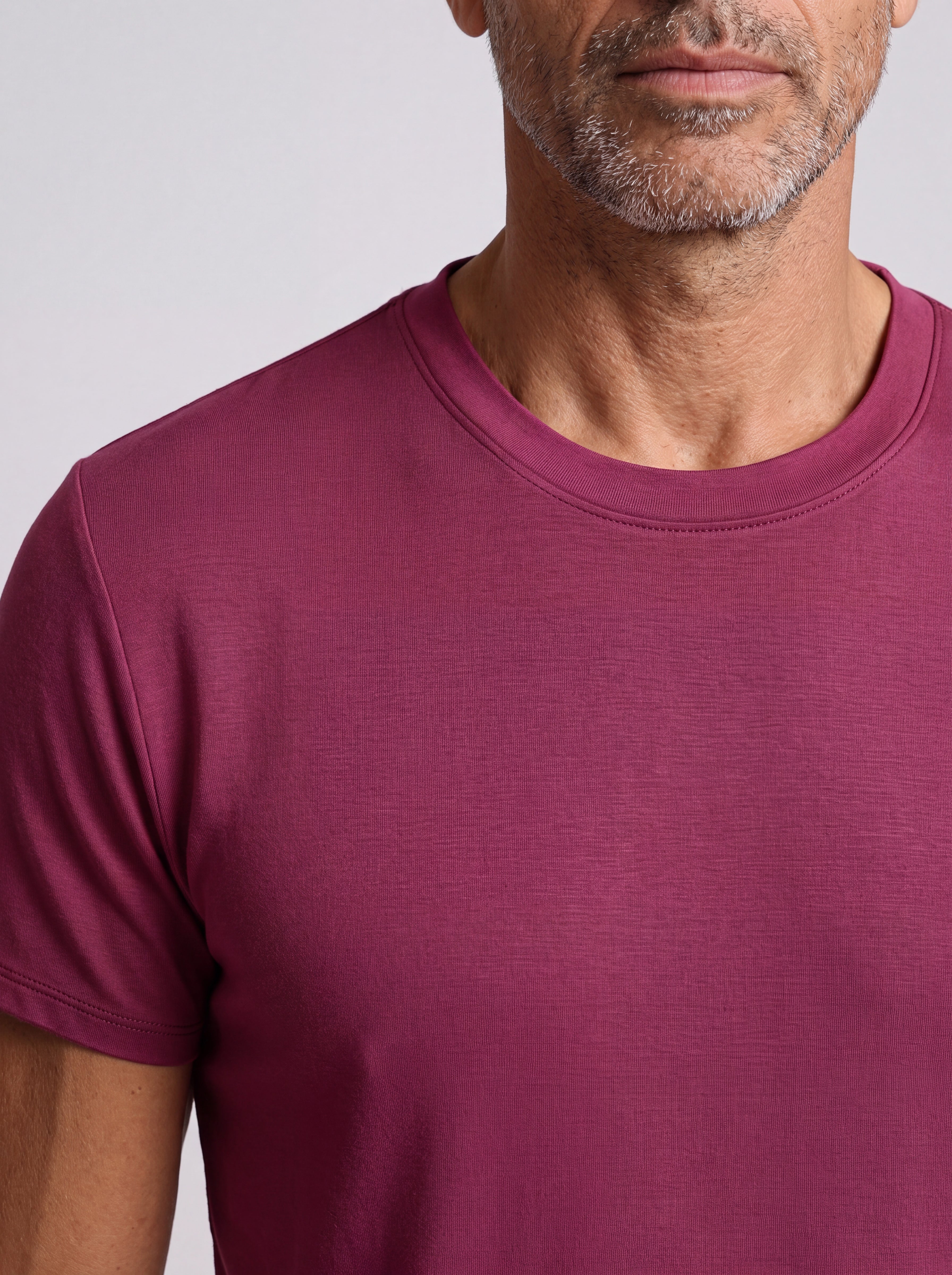Men's Bamboo Crew Neck T-Shirt Handcrafted in Italy — Burgundy