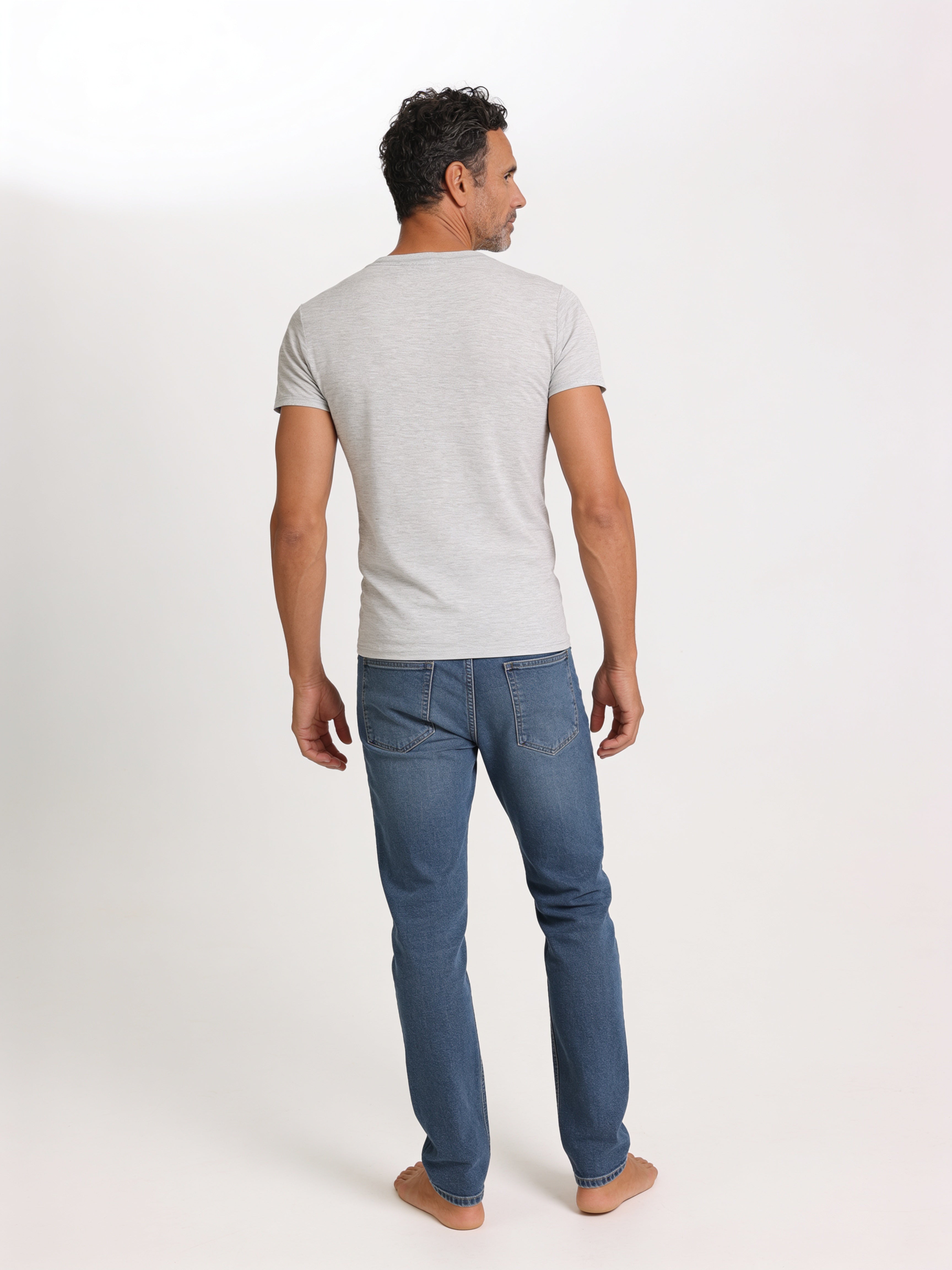 Men's Bamboo Crew Neck T-Shirt Handcrafted in Italy — Melange Grey