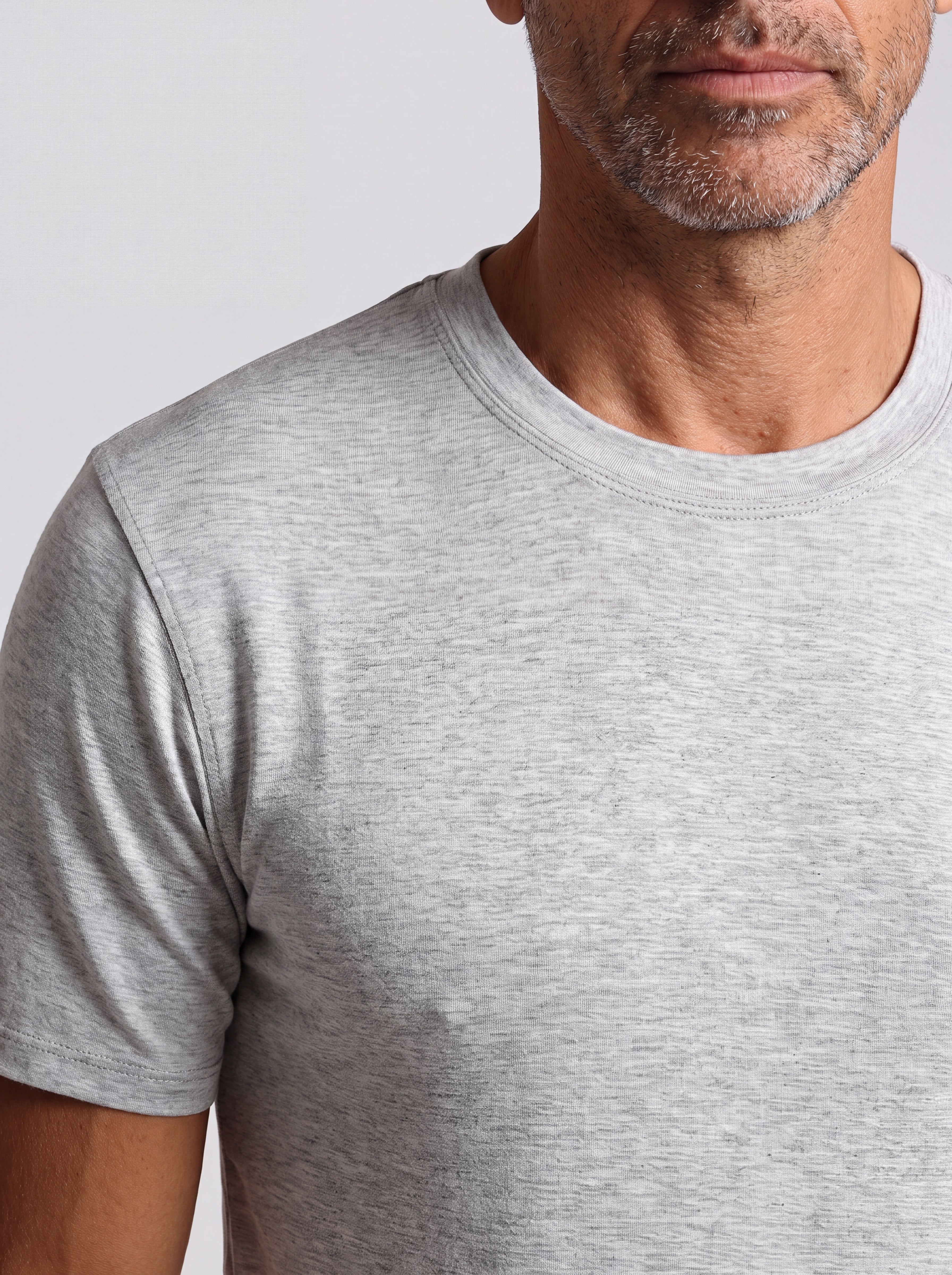 Men's Bamboo Crew Neck T-Shirt Handcrafted in Italy — Melange Grey
