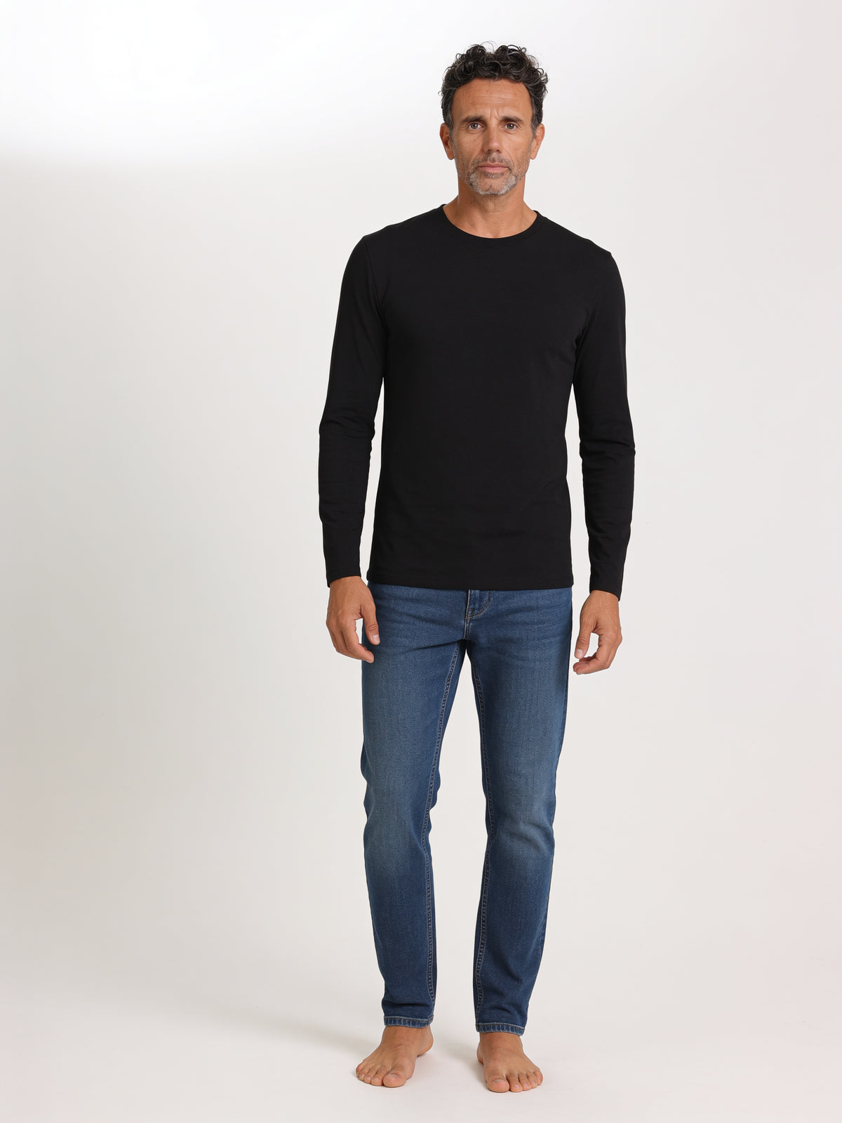 T-Shirt Manica Lunga Uomo in Bambù Fatta a Mano in Italia — Nero