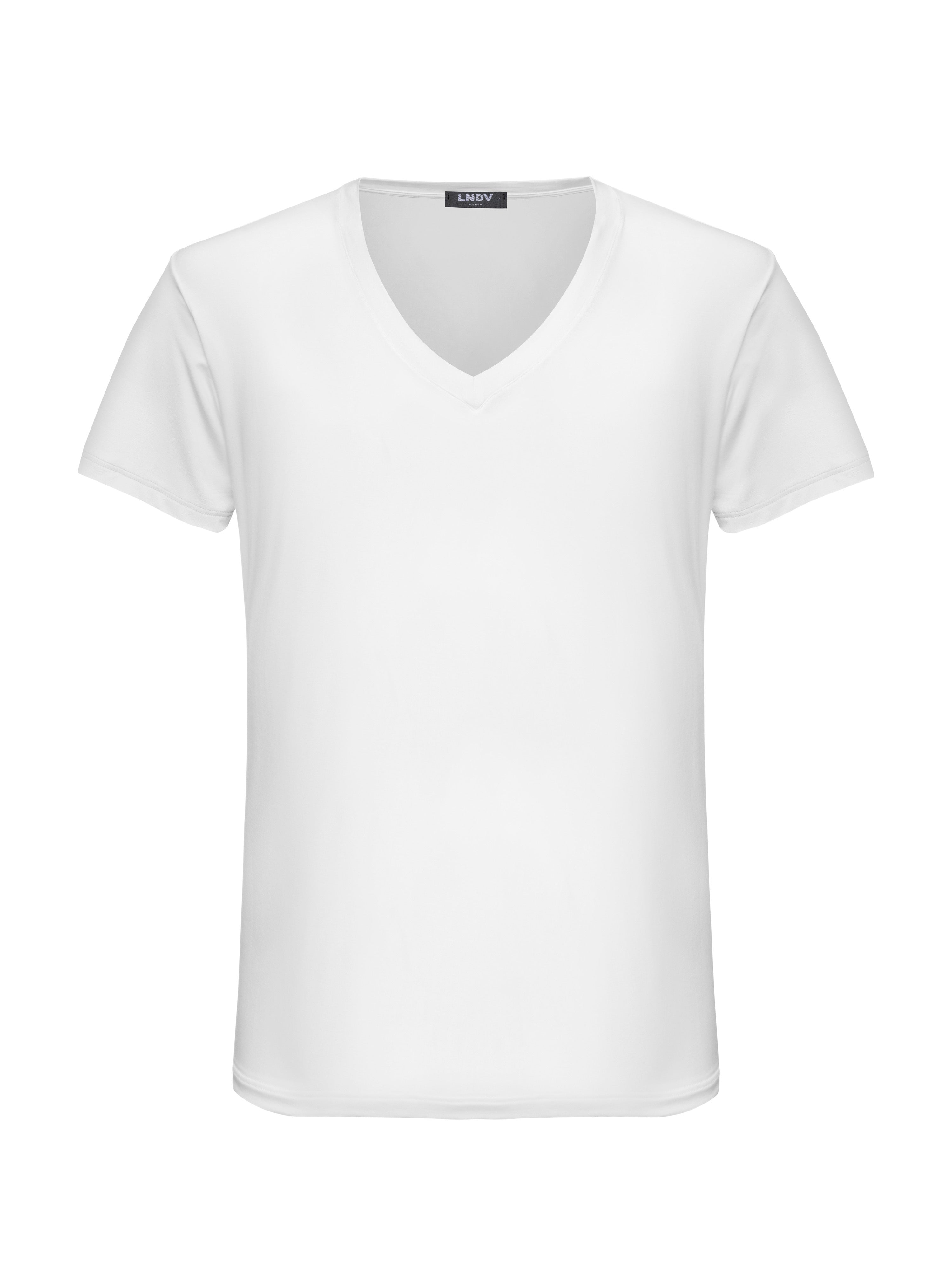 Men's Bamboo V-Neck T-Shirt Handcrafted in Italy — White