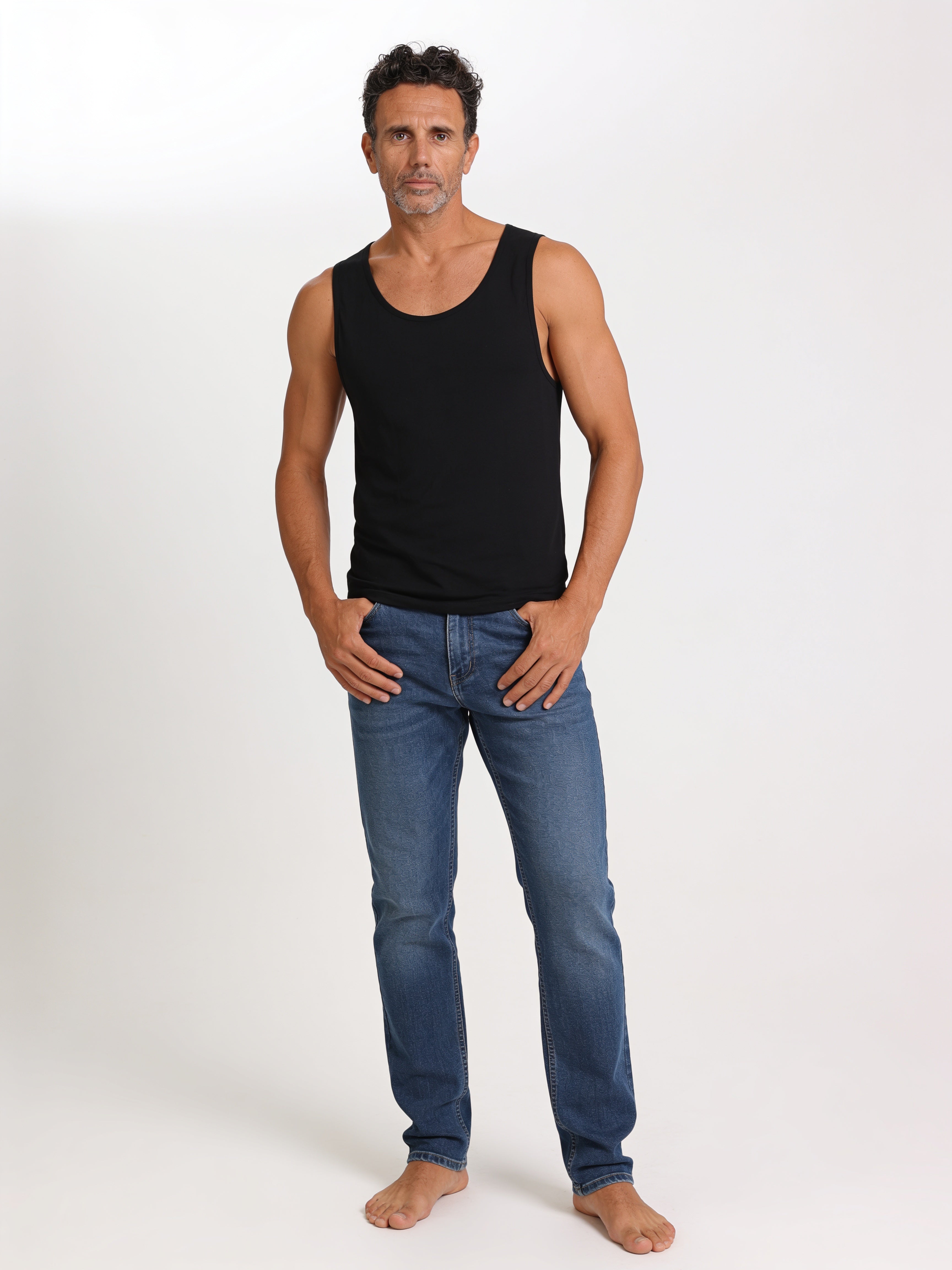 Men's Bamboo Tank Top Handcrafted in Italy — Black