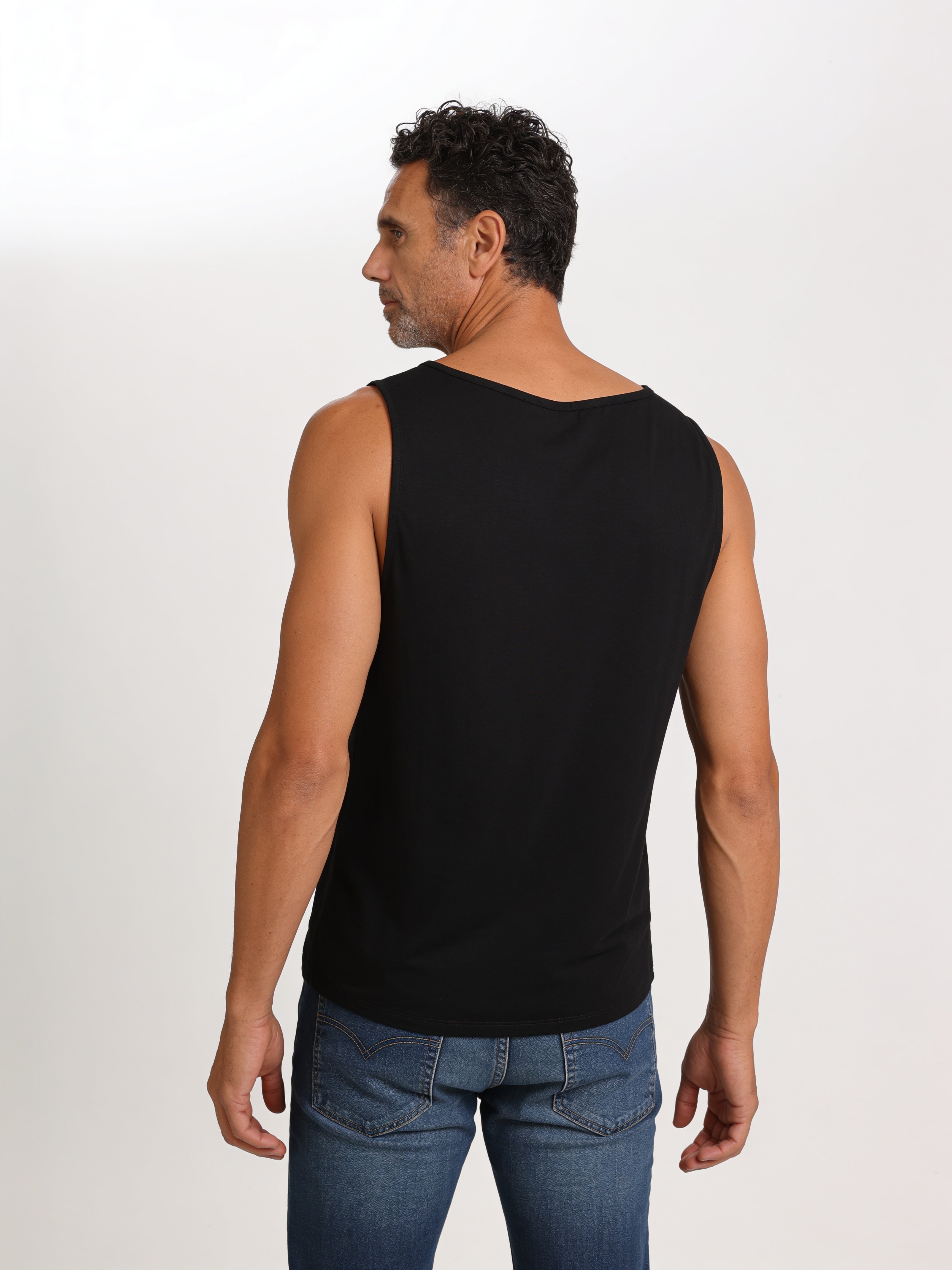 Tank Top Uomo in Bambù Fatto a Mano in Italia — Nero